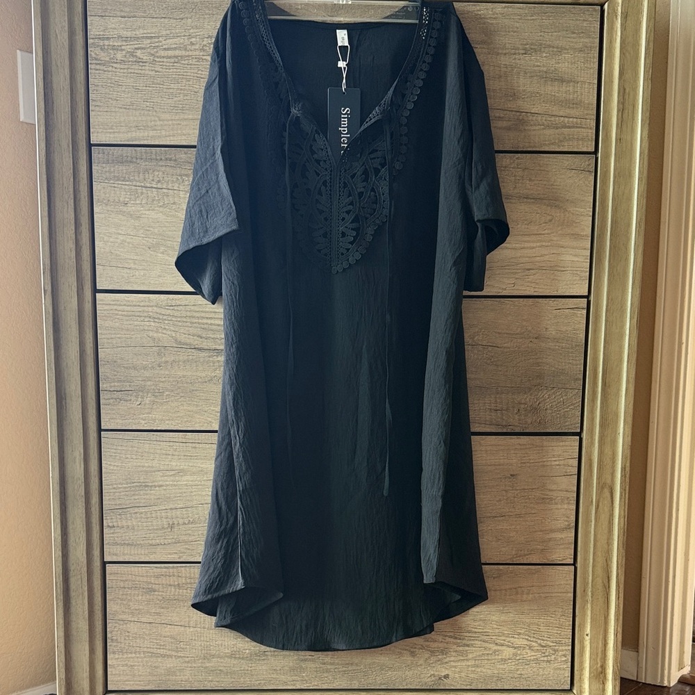 Simple Fun Black Coverup with Lace Detail